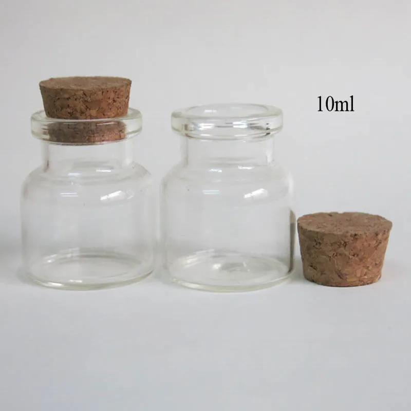 1000pcs10ml Empty Clear Vial Wishing Bottles 10cc 1/3oz GlassBottle with  Cork Storage Bottle Jars Lucky Container 30*30*17mm