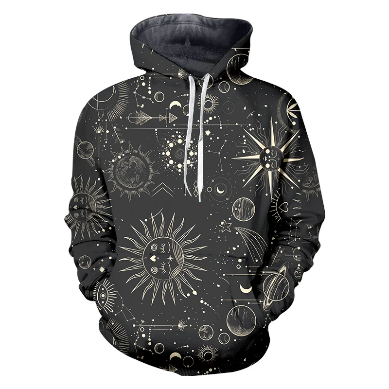 

LCFA Digital Printing Sublimation 3D Starry Sky Full Print Cosmic Sun Hoodie Mens Hip Hop Streetwear Drop-ship Apparel Custom