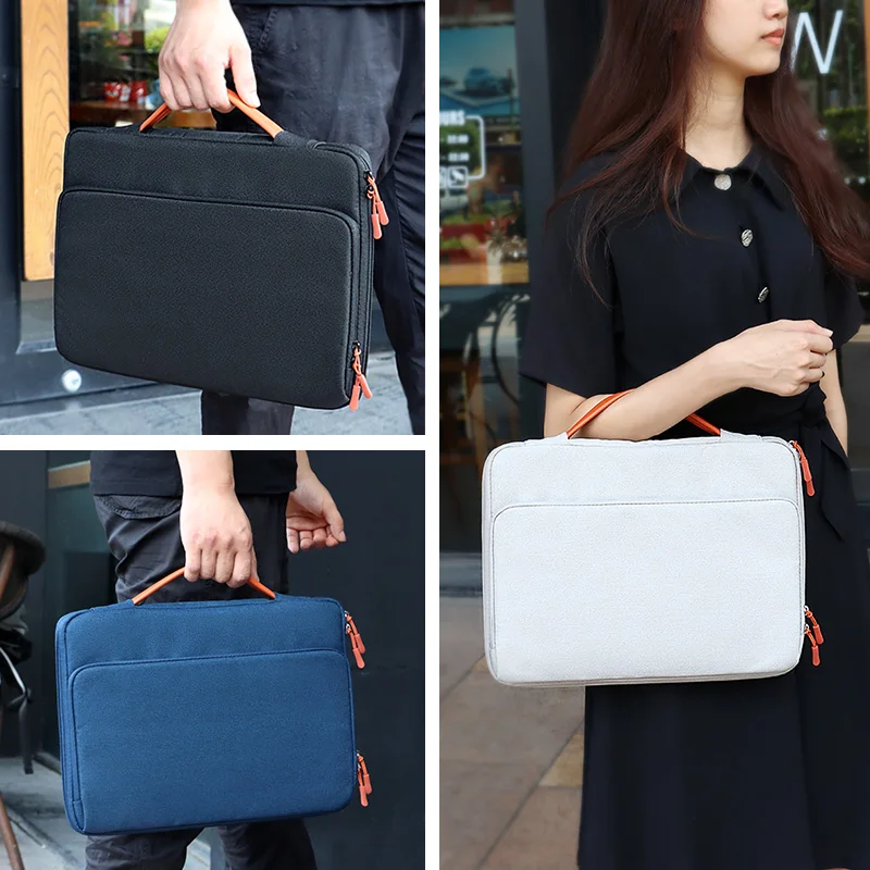 Waterproof Laptop Handbag 13/14/15 inch Notebook Sleeve Bag for Macbook Double Zipper Computer Carrying Bag Briefcase