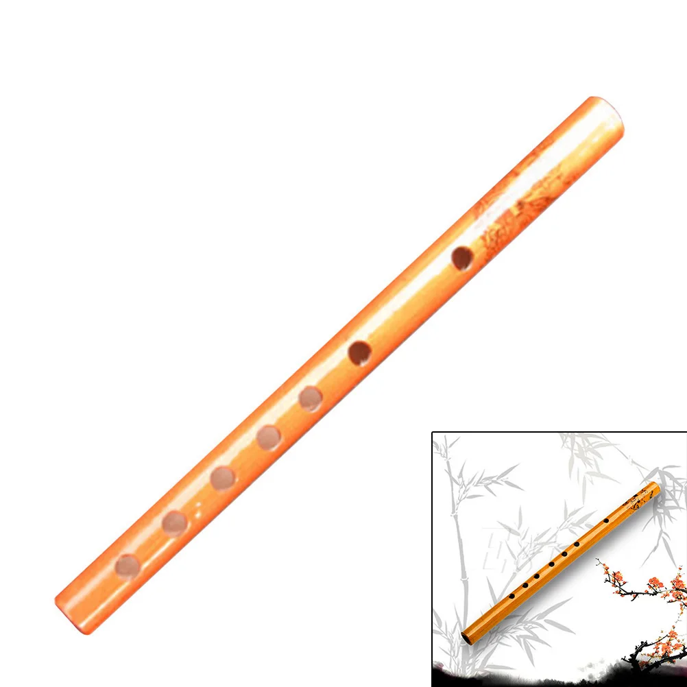 6 Holes Bamboo Flute Vertical Flute Clarinet Student Musical Instrument Chinese Traditional Wooden Color IRIN