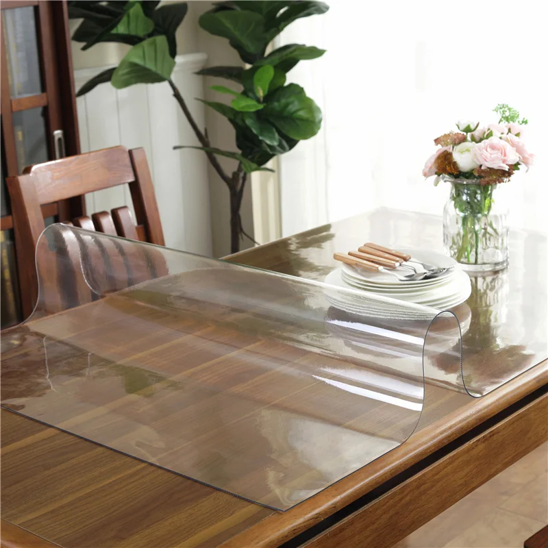 Upgraded No Smell Transparent PVC Table Cloth PVC Tablecloth Waterproof Kitchen Pattern Oil Tablecloth Glass Soft Cloth 1.5mm