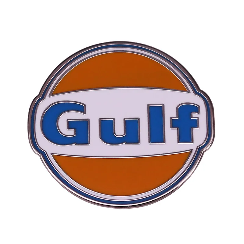 Vintage Round Gulf Pin Motor Oil Car Gas Logo Badge Great Work Uniform Accessory