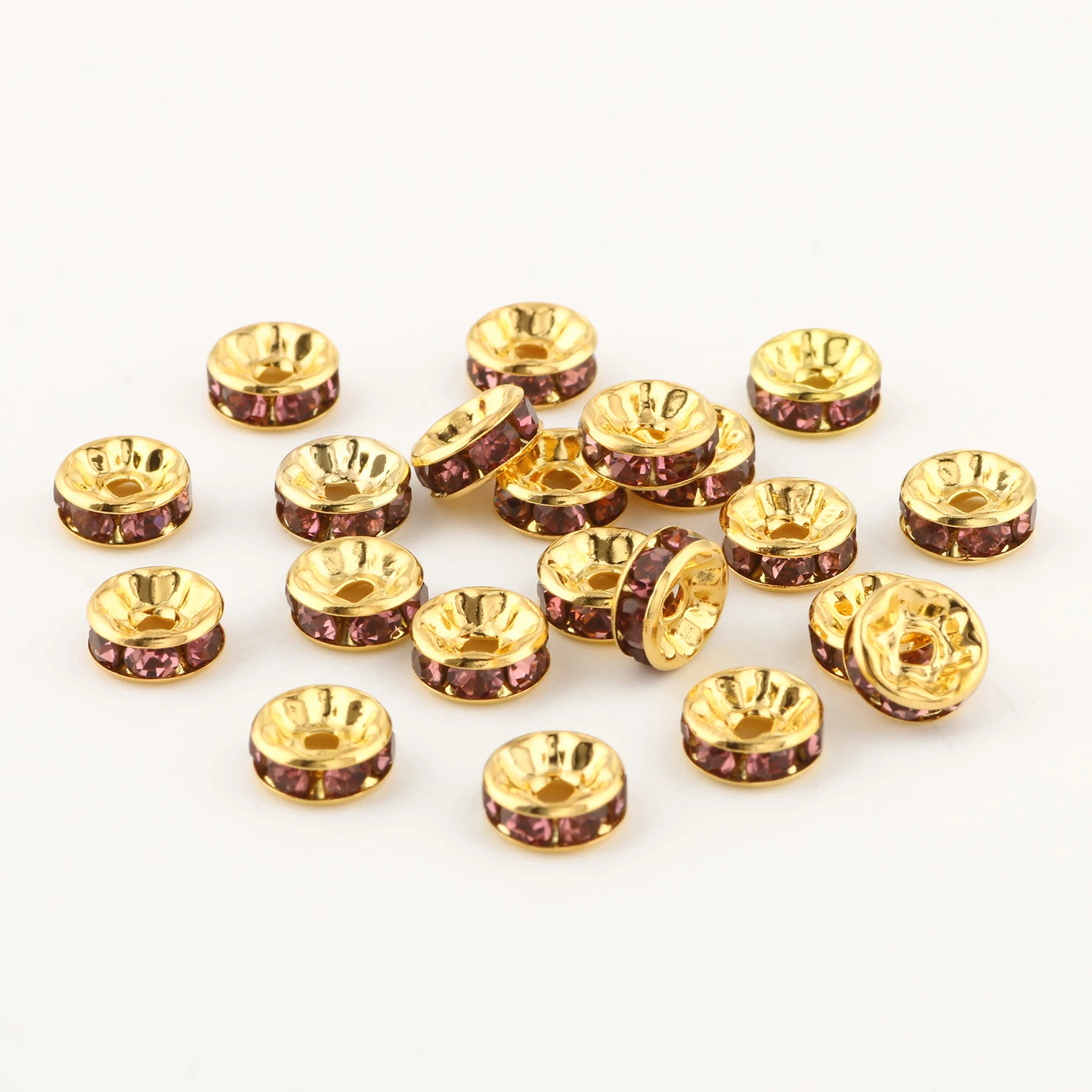 50 teil/los 6mm 8mm 10mm AB Farbe Strass Ball Form Lose Perlen Metall Kristall Perlen für schmuck Machen DIY Zubehör