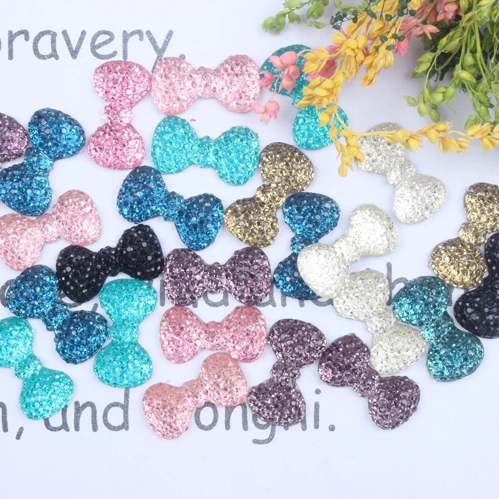 Resin Bow Bead Flatback Bowknot Scrapbooking Multicolor Glue On Rhinestones 7x12mm12x23mm Accessories Diy Trim For Clothes