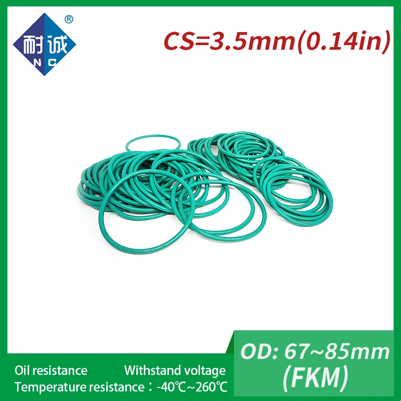 1PC/lot Rubber Ring Green FKM O ring Seals Thickness 3.5mm OD67/68/70/72/74/75/76/78/80/82/85mm Rubber O-Rings Fuel Washer