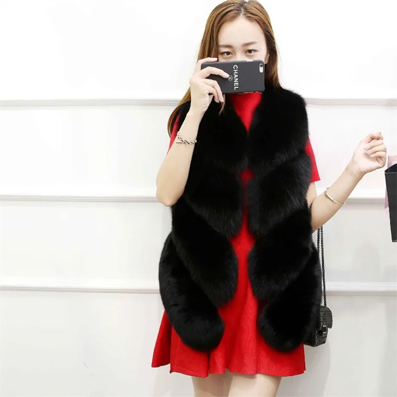 

Autumn Winter Overcoat New Luxury Faux Fox Fur Vest Women Plus Furry Short Faux Fur Vests Coat Fur Gilet Fourrure fur jacket