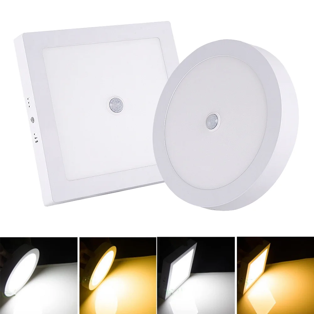 Modern LED Ceiling Light 6W 12W 18W 24W PIR Motion Sensor Led Panel Ceiling Lamp AC180-265V Aluminum Led Lights for Home Decor