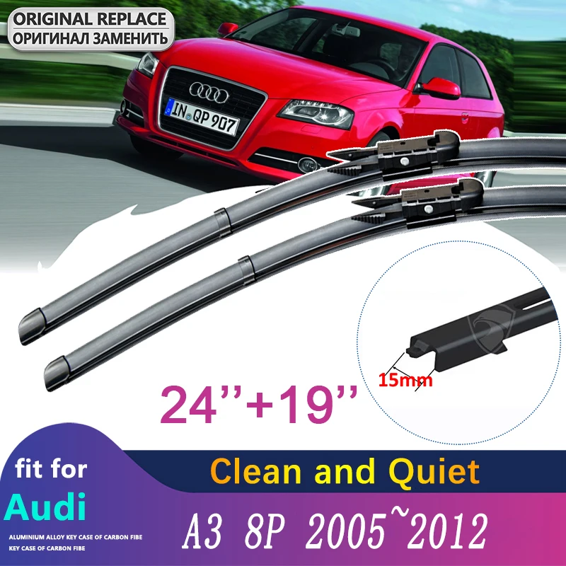 for Audi A3 8P 2005~2012 Car Wiper Blades Front Windscreen Windshield Wipers Car Goods Stickers 2006 2007 2008 2010 2011