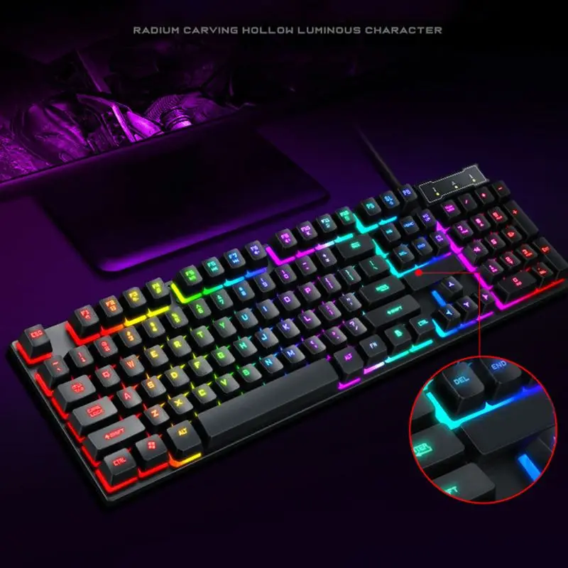 USB Gaming Keyboard 104 Keys Mechanical Feeling Backlit Keyboard For Computer Laptop