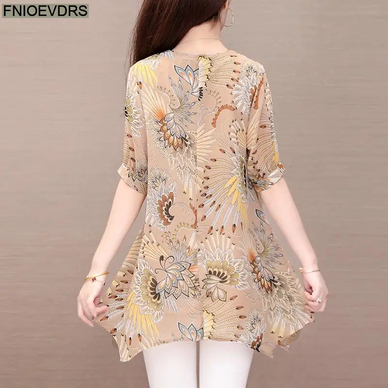 Loose Lazy Floral Women Vintage Blouses Summer Short Sleeve Ruffled Long Shirt Female Casual Peplum Tunic Tops Camisas