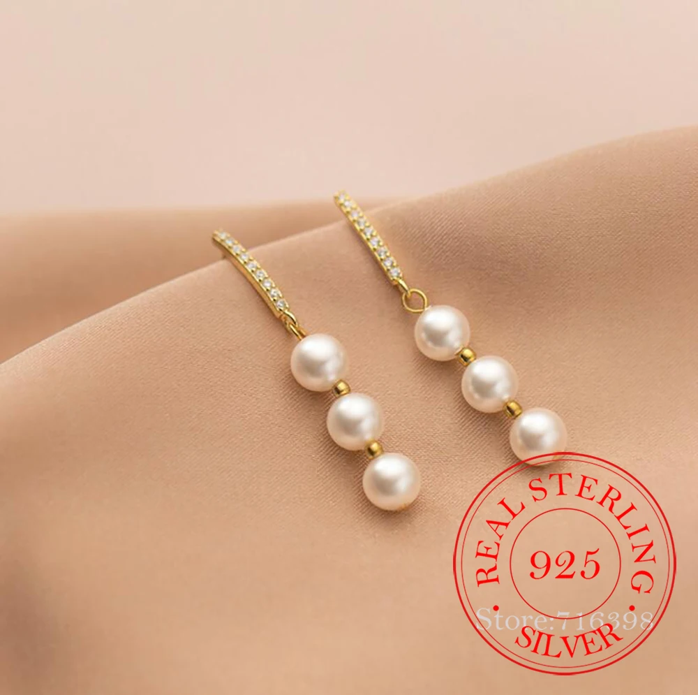 Prawdziwe 925 Sterling Silver słodki francuski zaawansowane naturalne perły urocze małe kolczyki dla kobiet biżuteria zaręczynowa Pierc