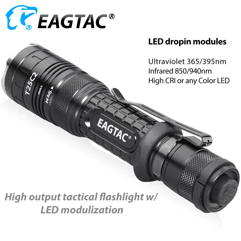 EAGTAC T25C2 1350 Lumens Tactical SFT40 LED Flashlight Gun Mount Hunting Replaceable Module IR UV Green Red LED Multi Mode