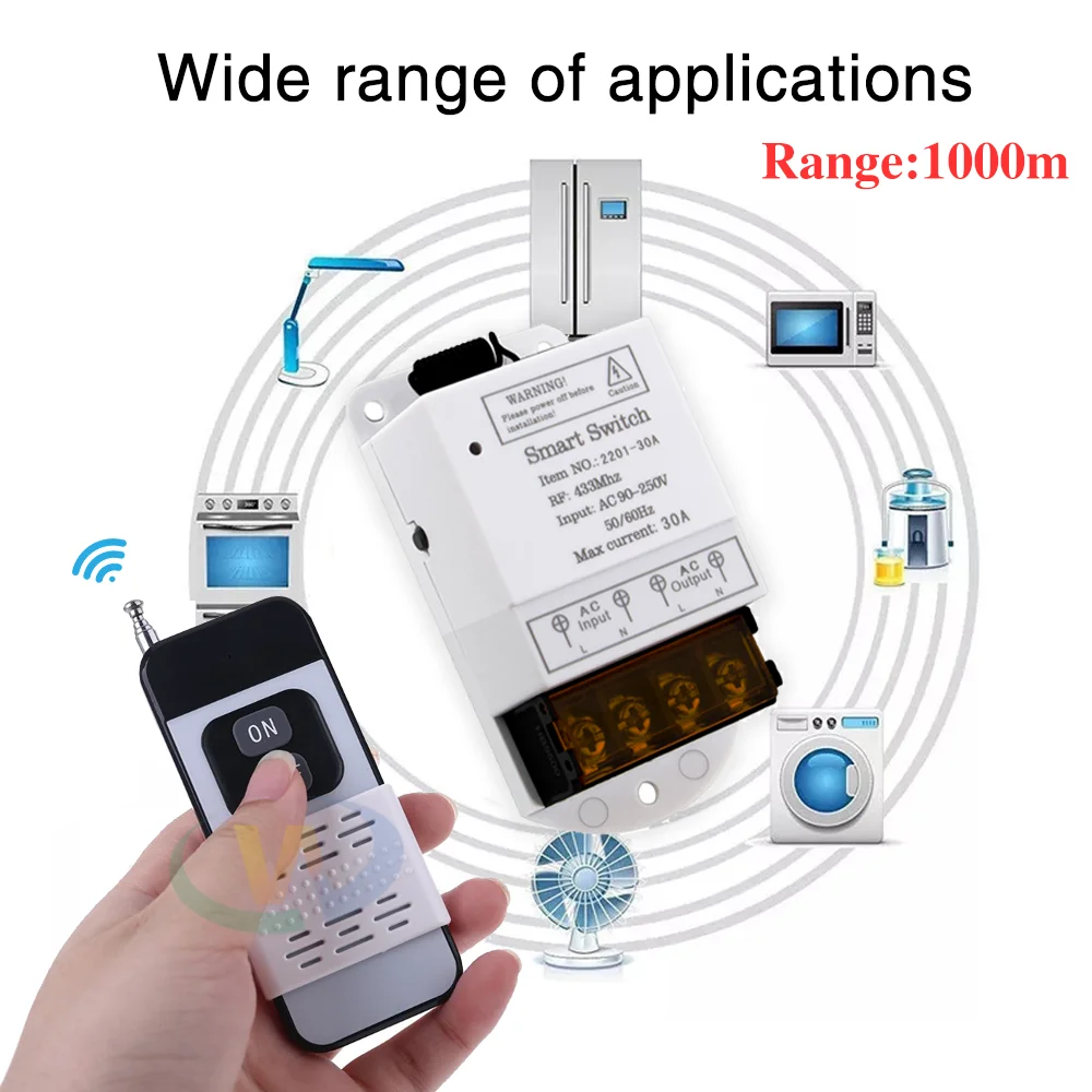 433mhz bezprzewodowy pilot AC220V 30A High Power On Off pilot do pompy wodnej fabryka silnik urządzenie elektryczne