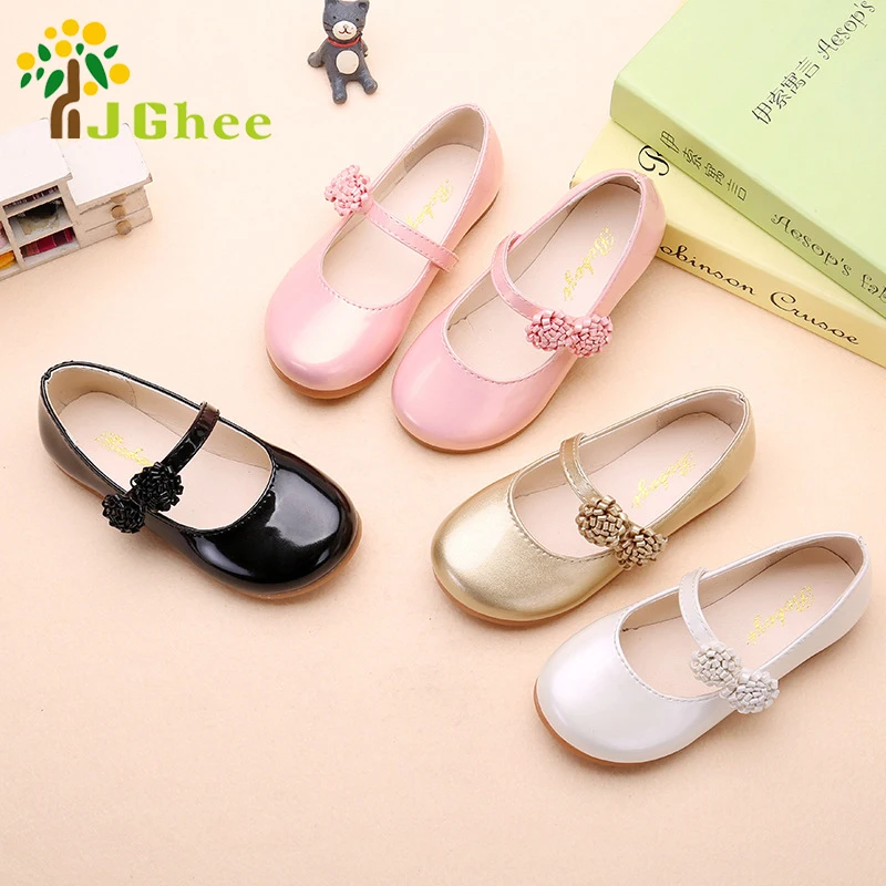 JGSHOWKITO Autumn Girls Shoes Princess Kids Flat Shoes PU Leather Children Casual Shoes With Flowers Party Show Shoes For Girls