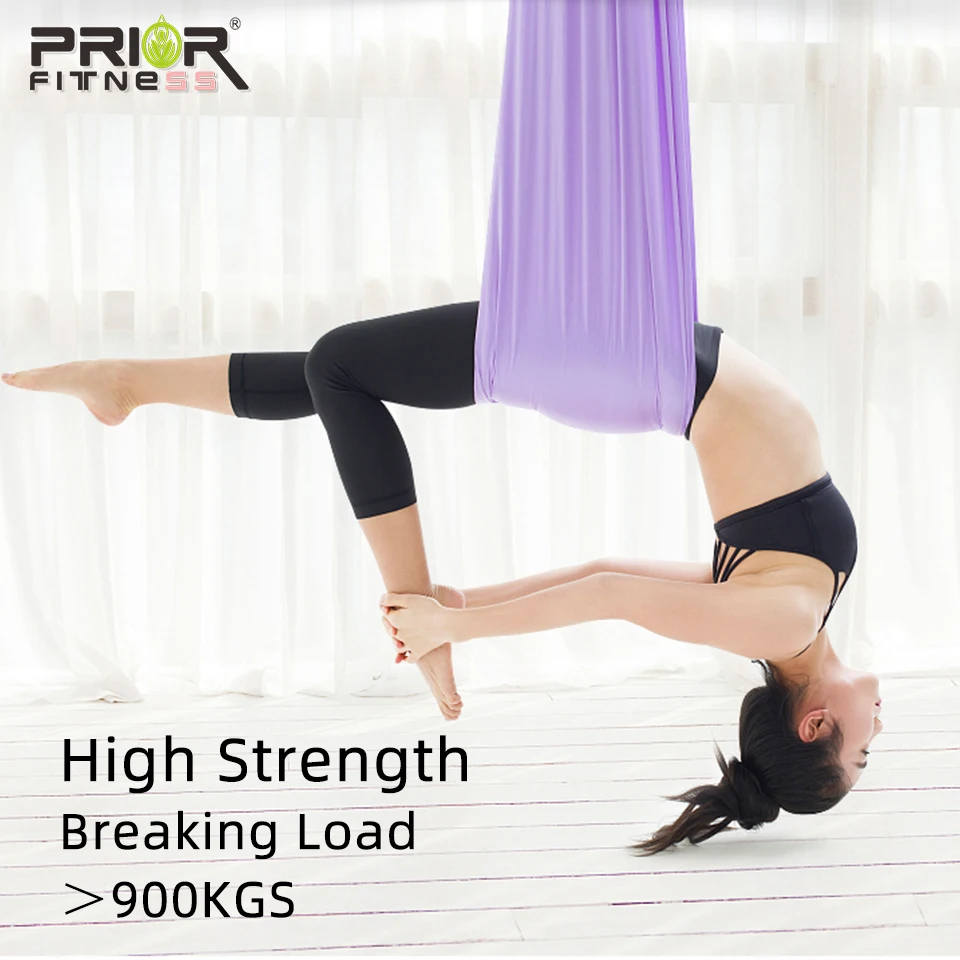 Prior Fitness Premium Full Set Light Purple Anti Gravity Aerial Yoga Hammock Set High Strength Fabric for Fitness Home Hammock