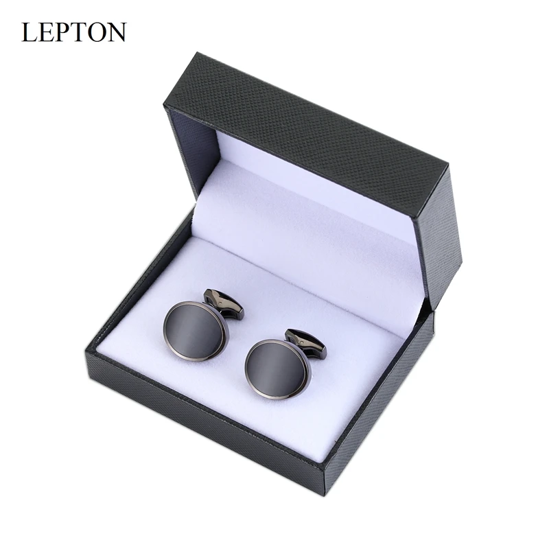 

Lepton Low-key Luxury Men's Stone Cufflinks Classic Cat Eye Tuxedo Formal Shirt Wedding Business Accessory