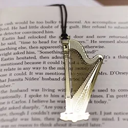 1pcs Music Metal Bookmark Set Gold Color Musical Instrument Piano Violin Harp Guitar Book Marker F6832