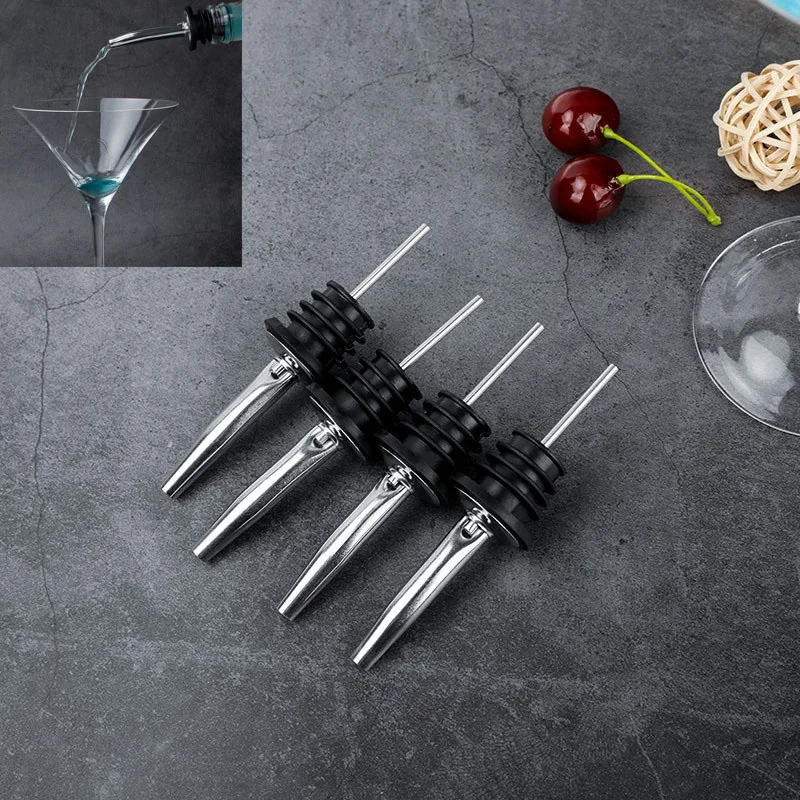 

4PCS Stainless Steel Pourers, Speed Pourer, Liquor Bottle Pourers and Vinegar Tapered Stopper Spout Wine Pour Liquor