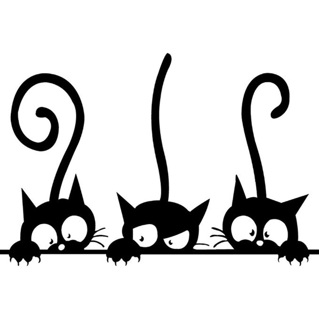 Three Funny Cats Animal Wall Sticker Household Room PVC Window Decals Mural DIY Decoration Removable 3D Wall Stickers Home Decor