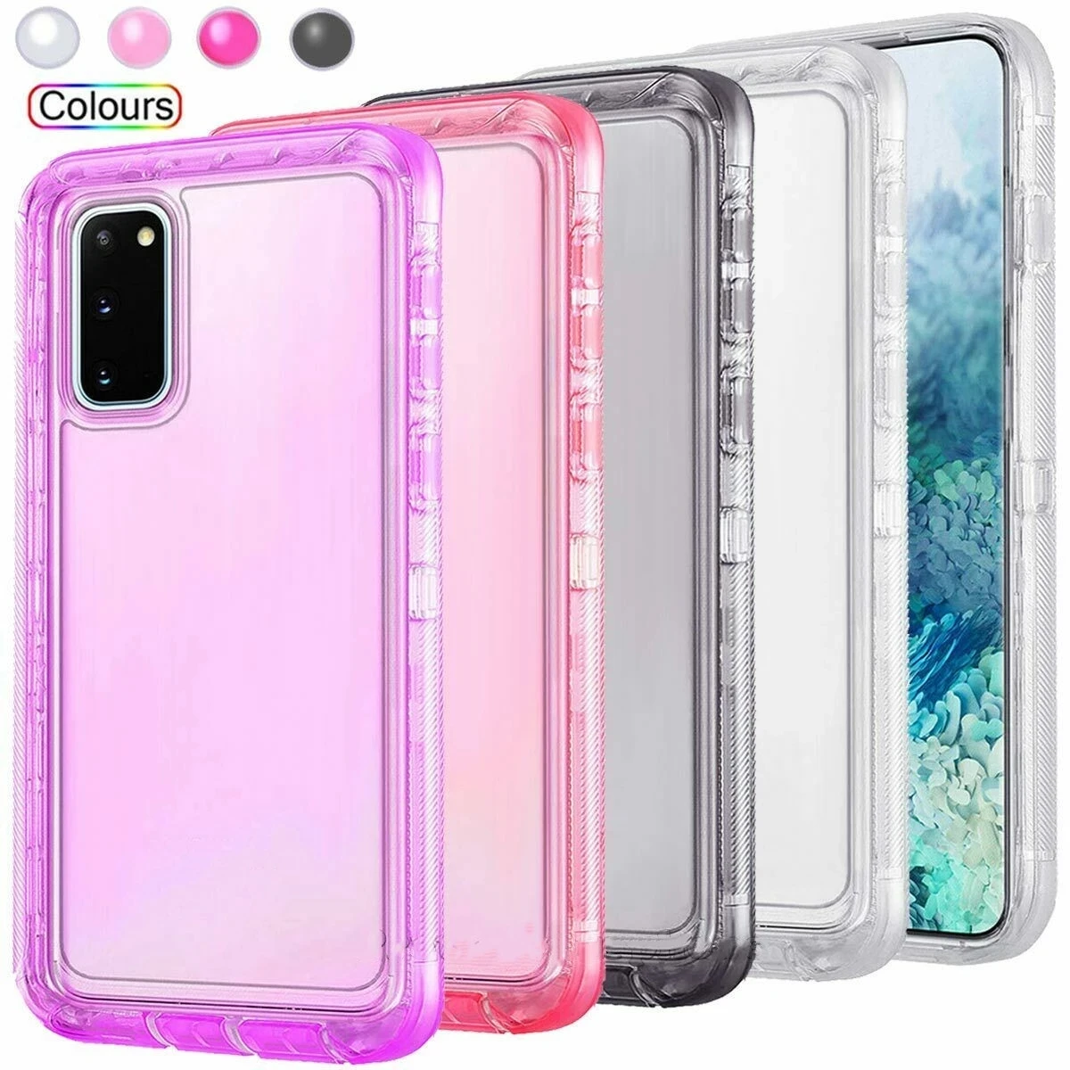 3 W 1 Etui Ochronne Hybrydowe z Przezroczystym Bumperem, Wytrzymałe i Odporne na Wstrząsy, do Samsung Galaxy S21 S20 S22 S23 S24 S25 S26 Ultra S10 Note 20 10