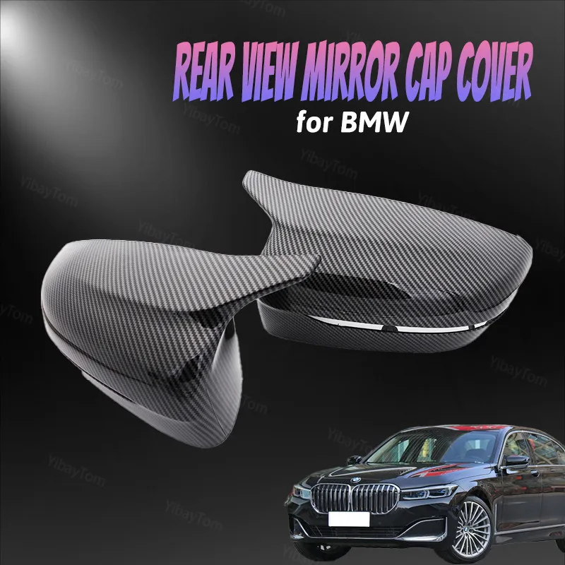 Rearview Mirror Caps Carbon Fiber Look M3 Style Horn Shape Replacement Cover for BMW G30 G38 GT  G11 G12 2016 2017 2018