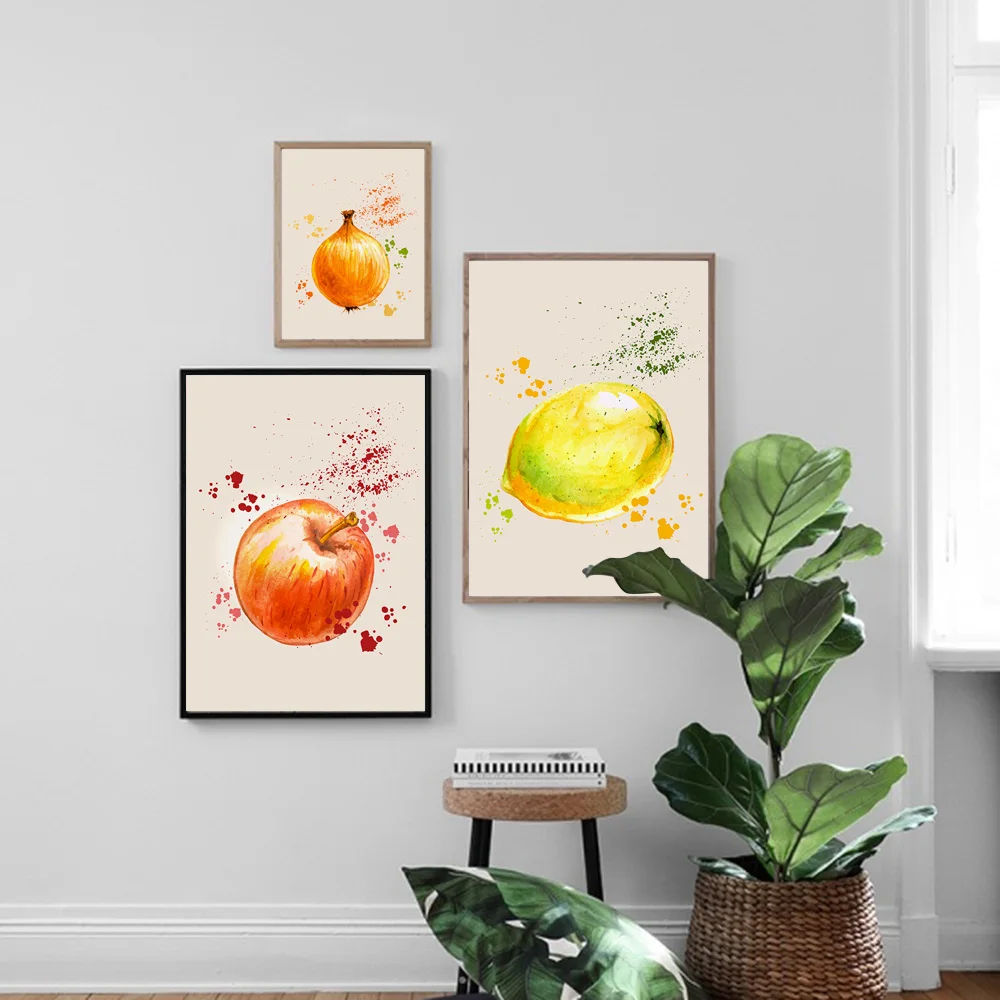 WTQ Canvas Painting Banana Strawberry Fruits Vegetables Wall Art Nordic Posters Prints Wall Pictures for Living Room Decor