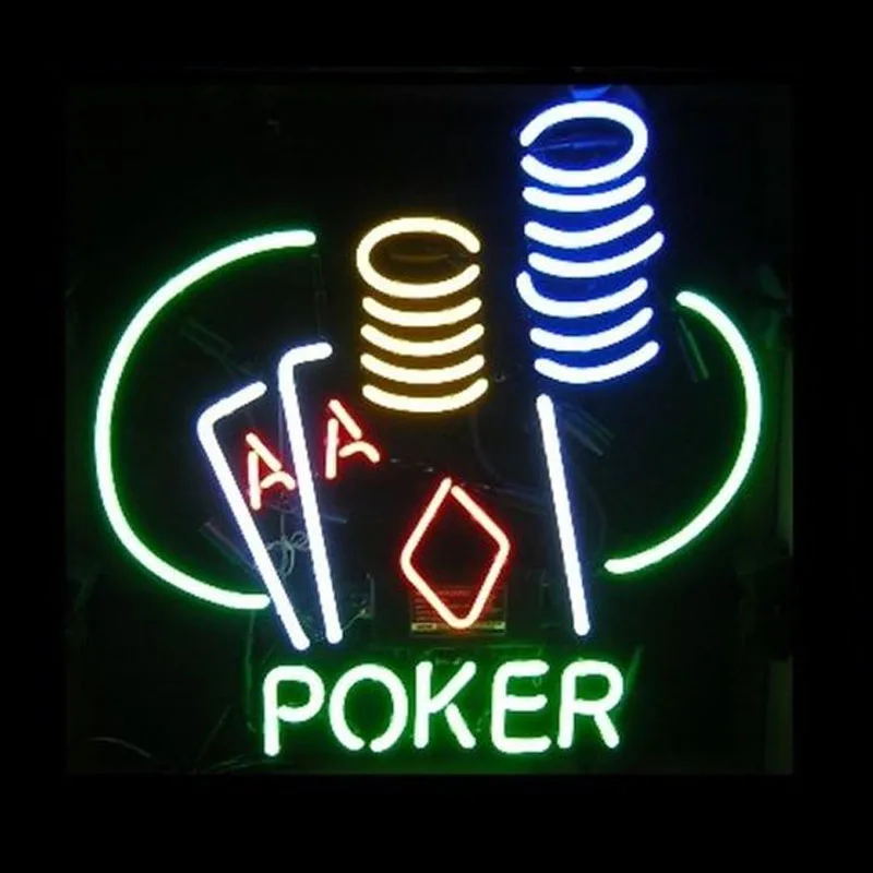 

Neon Sign For Poker Chips Real Glass Tubes Lamp Beer Game Room Lamp restaurant light Advertise Handmade Aesthetic Room Light