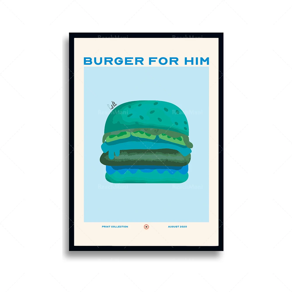 Illustration de nourriture / Affiche d'illustration de hamburger /