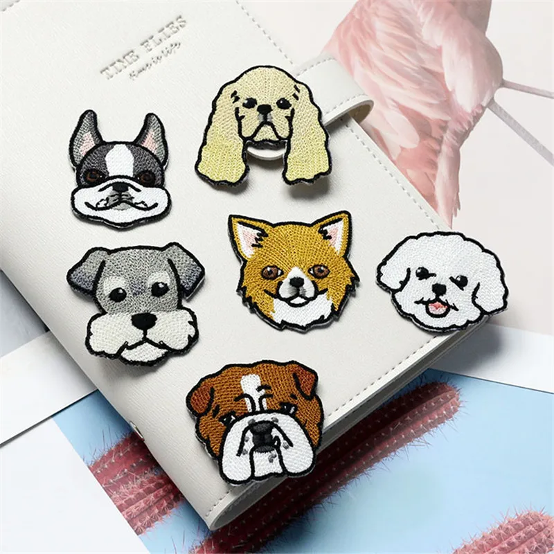 AHYONNIEX 1 Stück Hund Stickerei Reparatur Patches Tasche Jacke Jeans Cartoon Eisen Auf Patches für Kleidung Nette DIY Kleber Aufkleber – Detail 2