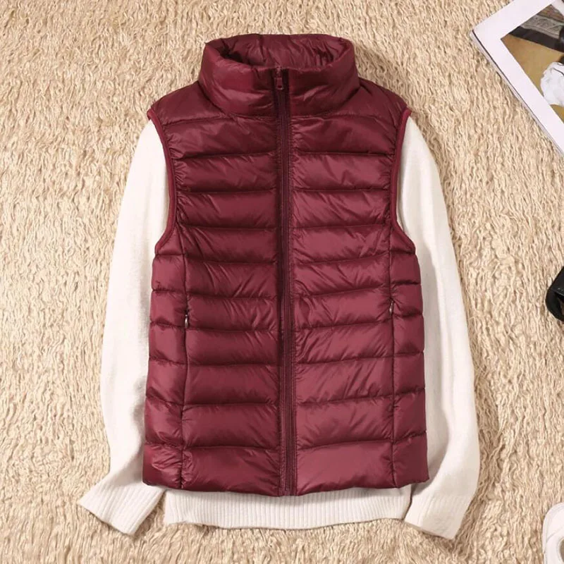 2022 Autumn Winter Down Vest Women Short Vest Lightweight Warm Waistcoat Women\'s Ultra Light Duck Down Coat Sleeveless Jacket