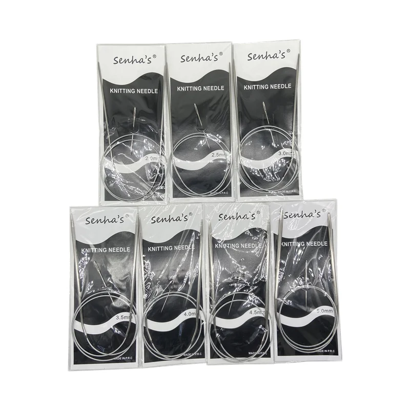 7PCS/Set Stainless Steel Crochet for knitting Weaving Circular Knitting needles Needlework Kits DIY Knitted Tools 43 65 80 100cm