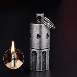 Mini Kerosene Lighter Compact Keychain Grinding Wheel Ignitor Oil Refillable for Outdoor Survive Camping Tool