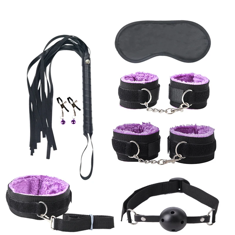 Nylon Plush Kits Sex Toys For Women Leather Mask Handcuffs Fox Tail Gag Whip Spanking Anal Plug Butt Bdsm Bondage Adult Games