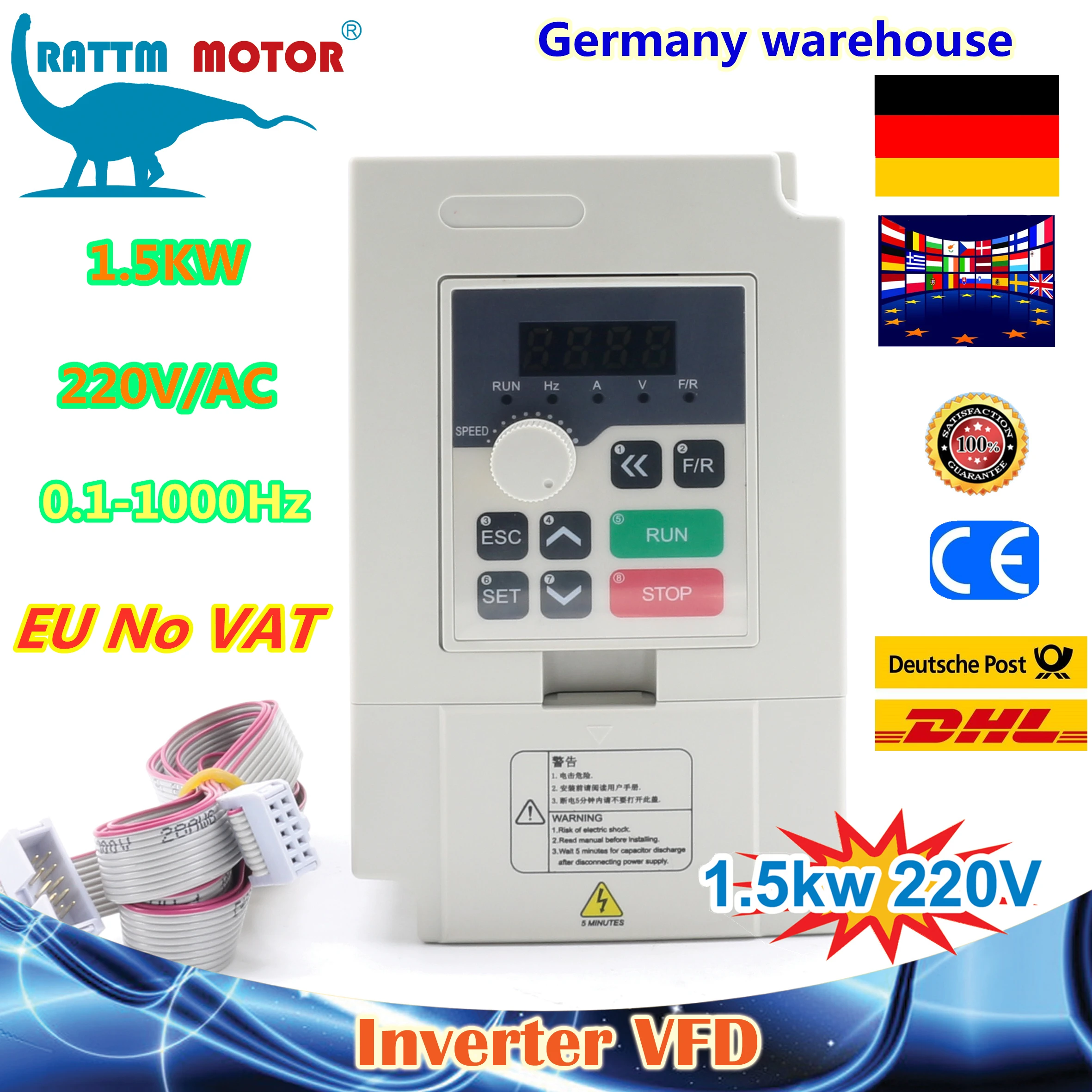 

DE free VAT 1.5KW Variable Frequency Drive VFD Inverter 2HP 220V VSD 1000Hz CNC speed control Spindle Engraving Milling Machine