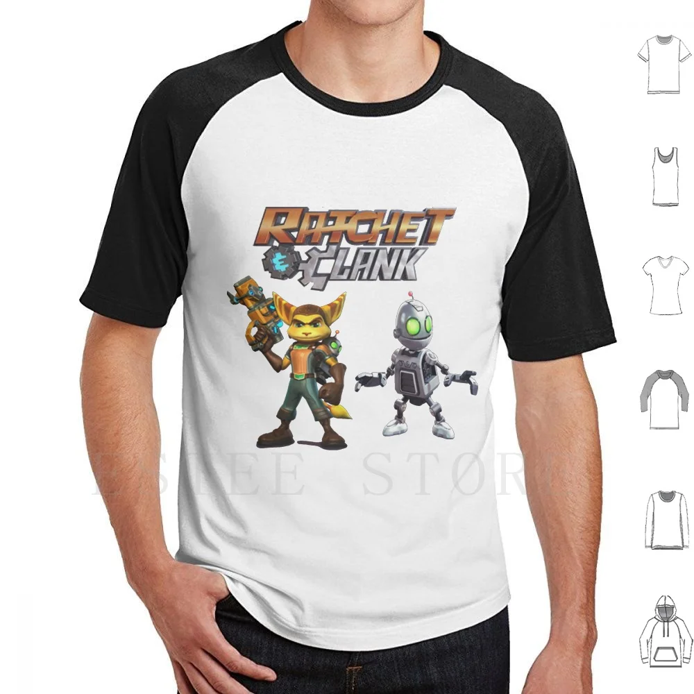 Ratchet And Clank T Shirt Cotton Men DIY Print Ratchet And Clank Clank Ratchet Game Ps4 Computer Anime Movie Robot Old Series