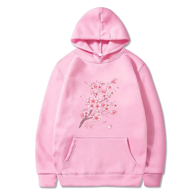 Hoodies Long Sleeve Sakura Kawaii Keep Warm Swearshirt Teenagers Plus Size for Women Man Fall Winter