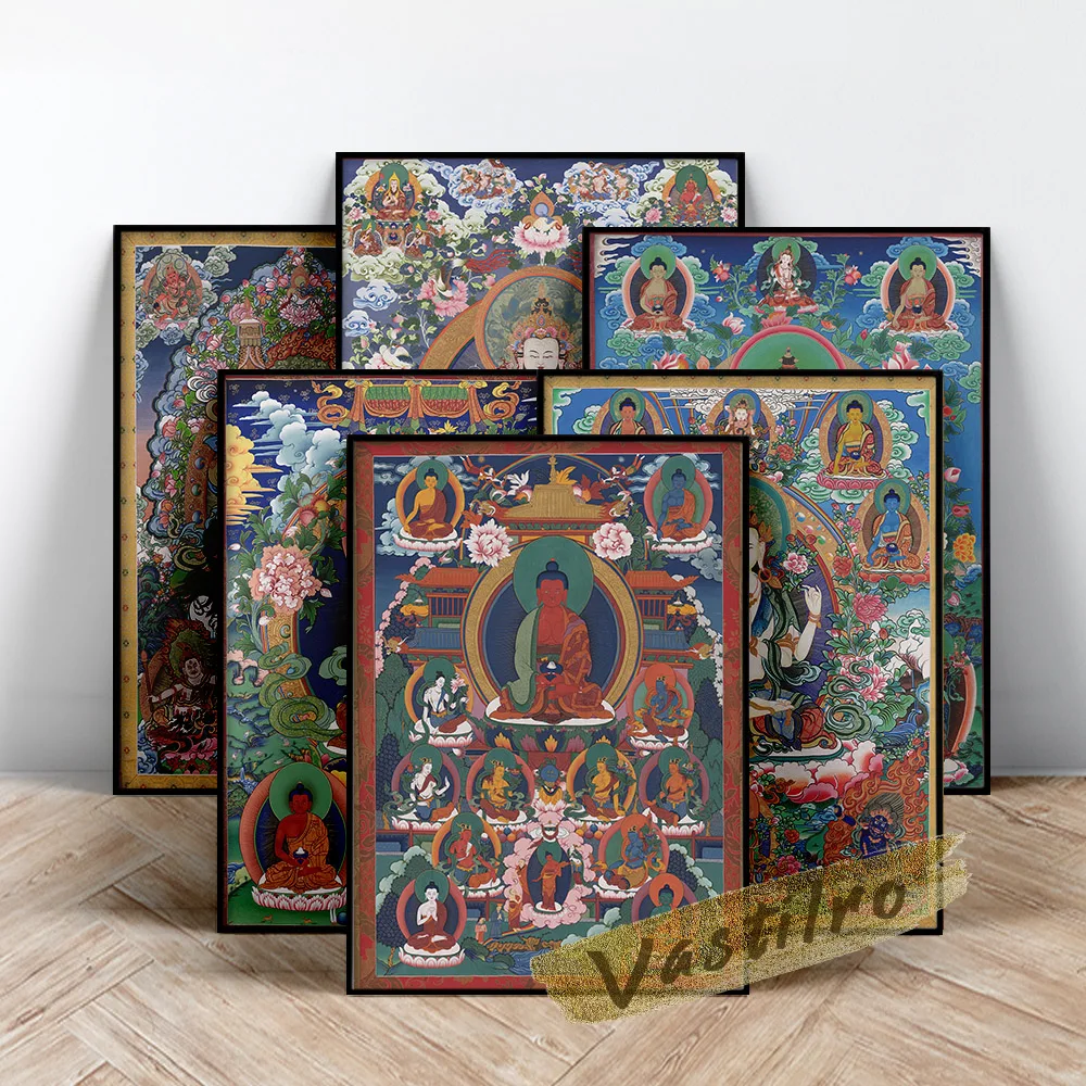 Tibetan Thangkas Buddha Art Prints Poster Bodhisattva Portrait Canvas Painting Religious Mural Wall Picture Buddhist Home Decor