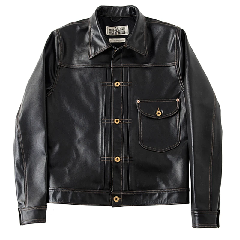 

Quality 1.3MM America Tea Core Horsehide Jacket,Classic Casual 506XX Style Slim Vintage Genuine Leather Coat