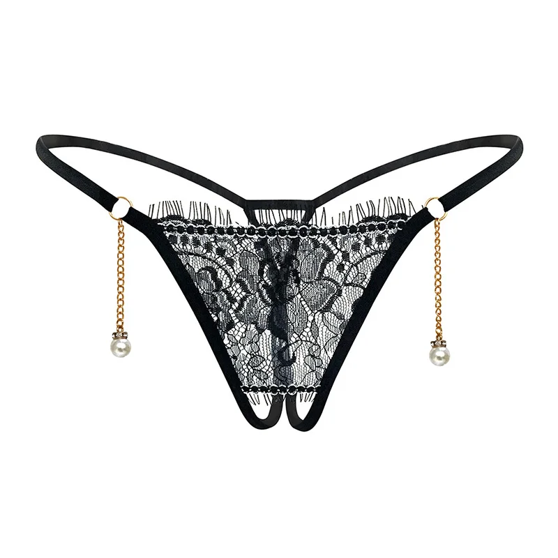 Sexy Lace Women Underwear Ladies Panties Briefs Female Massage Pearl Lingerie G-stings Hollow Young Girls Embroidery T-back Pant image 3