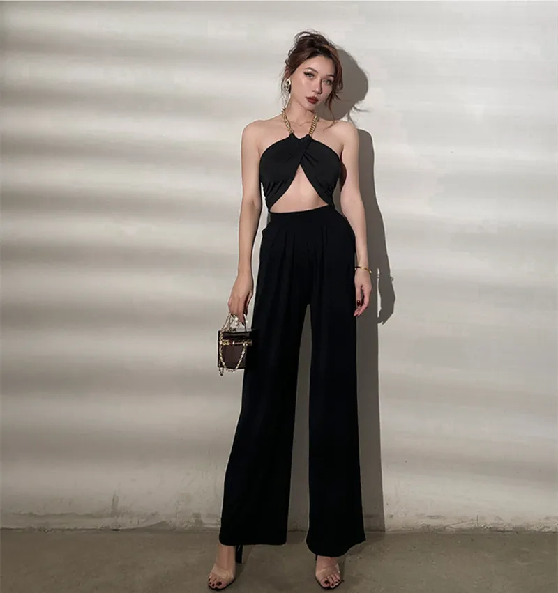 Summer Women Black Loose Lounge Pants High Waist Casual Wide Leg Long Palazzo Pants Trousers White