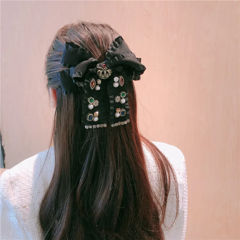 Women Elegant Fashion Bowknot Hair Clip Headdress Autumn winter flannel bow Spring Clip Hairpin Headwear Hari Accessories