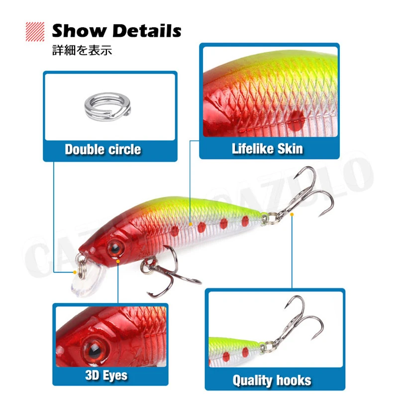 Floating Minnow Fishing Lure Accesorios Isca Artificial Weight 7.9g 70mm Bait 0.5-1.5m Wobblers De Pesca Blackfish Tackle Leurre
