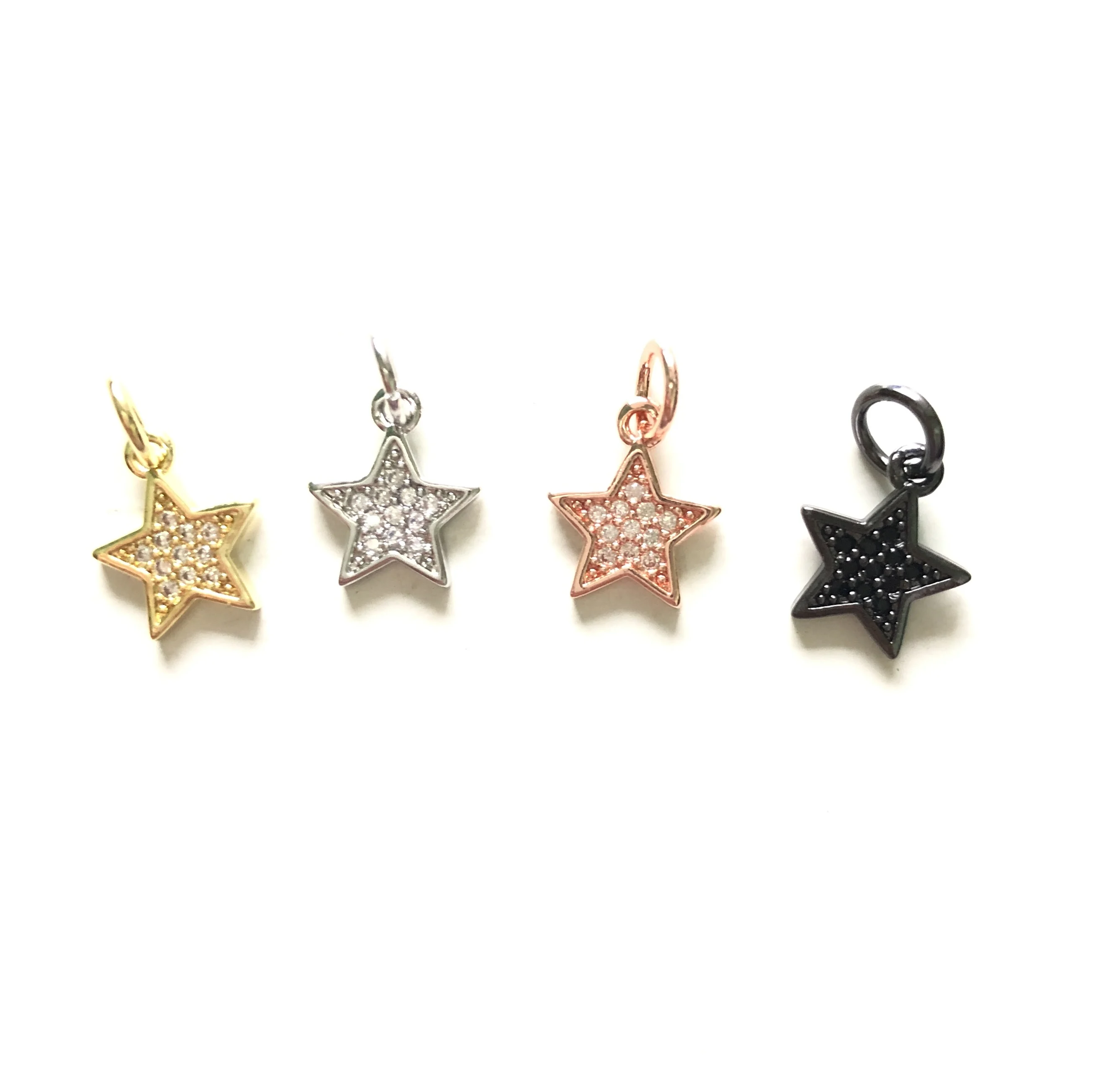 5pcs Small Size Zirconia Paved Star Charms for Bracelet Necklace Earring Making Exquisite Pendant for Handmade Jewelry Accessory