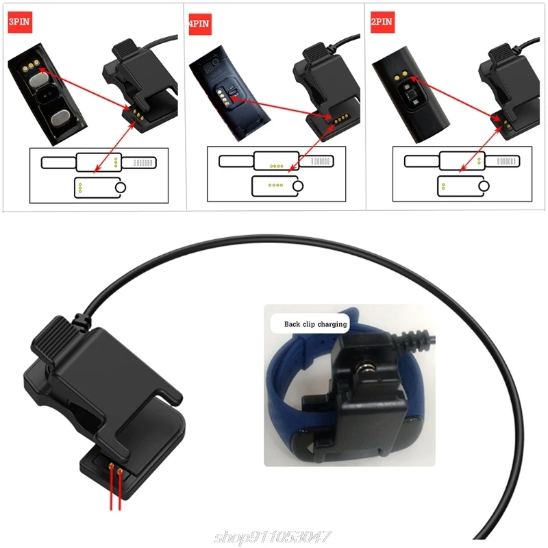 New TW64 68 For Smart Watch Universal USB Charging Cable Clip 2-pin-3mm or 4mm 3-pin-6mm 4-pin-7.6mm D15 20 Dropshipping