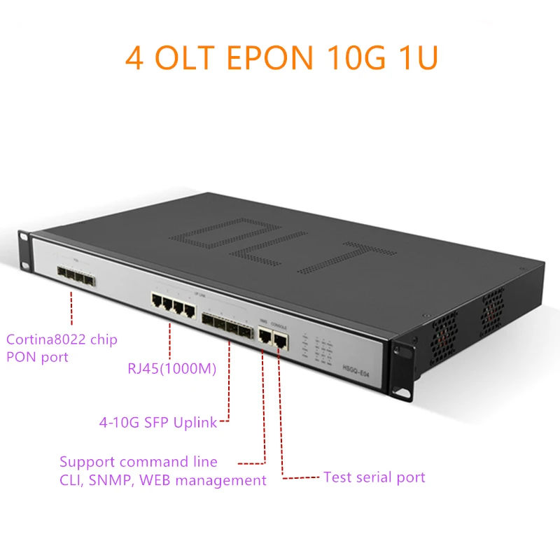 

4port EPON OLT 4port E04 1U EPON OLT 1.25G uplink 10G 4 Port For Triple-Play olt epon 4 pon 1.25G SFP port PX20+ PX20++ PX20+++