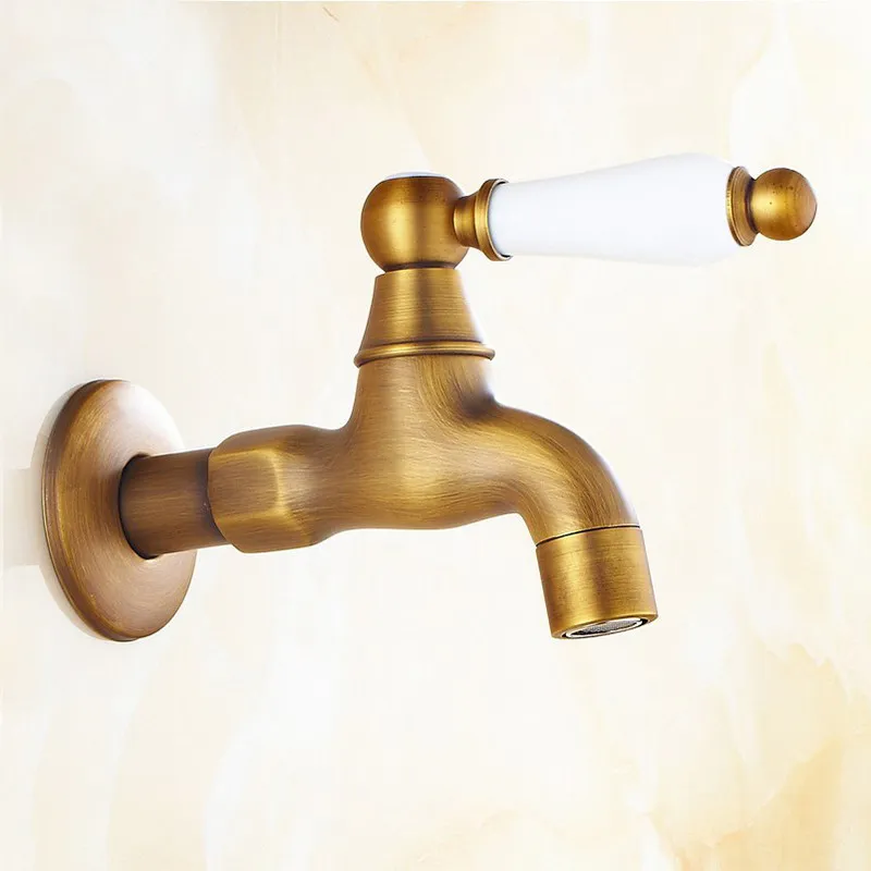 Antiqeu Brass Ceramic handle Kitchen Faucet Garden Water Tap Laundry Bathroom Mop Single Cold Water Washing Machine Faucet