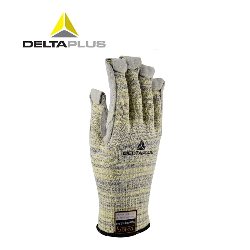 DELTAPLUS safety gloves 5LV Cut-proof gloves Palm Cowhide Reinforce Aramid fiber can short Anti-scald protective gloves