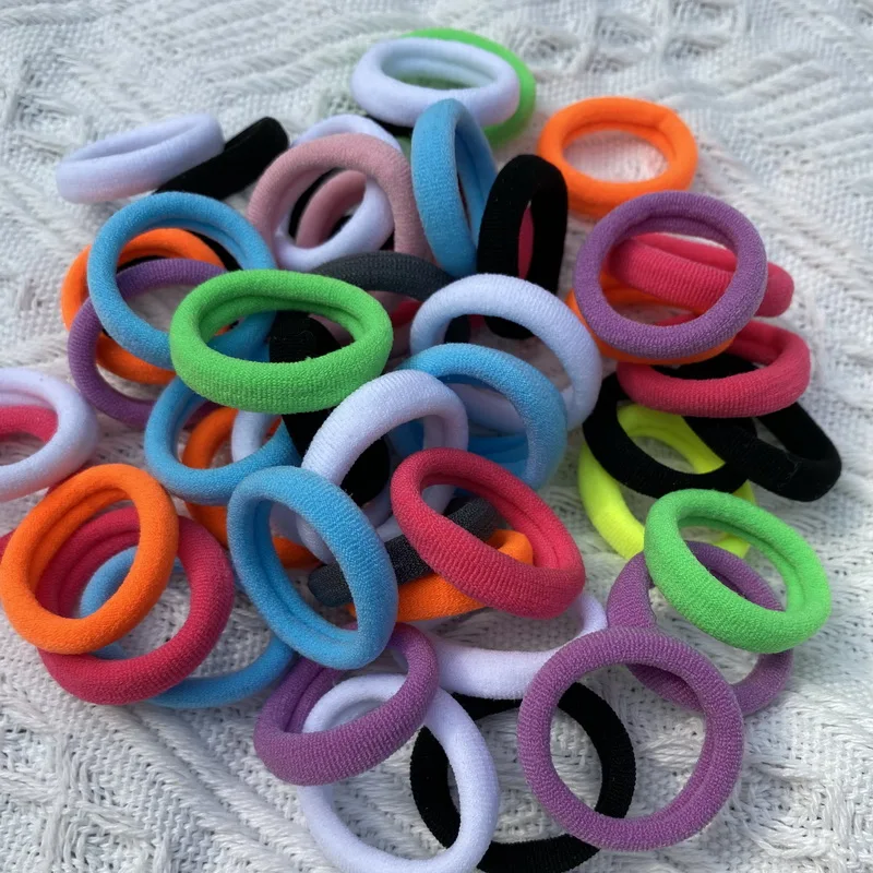 50pcs /pack children Solid Color rubber band baby elastic hair bands girls black hair ties Ponytail Holder rope Gum kid Headwear