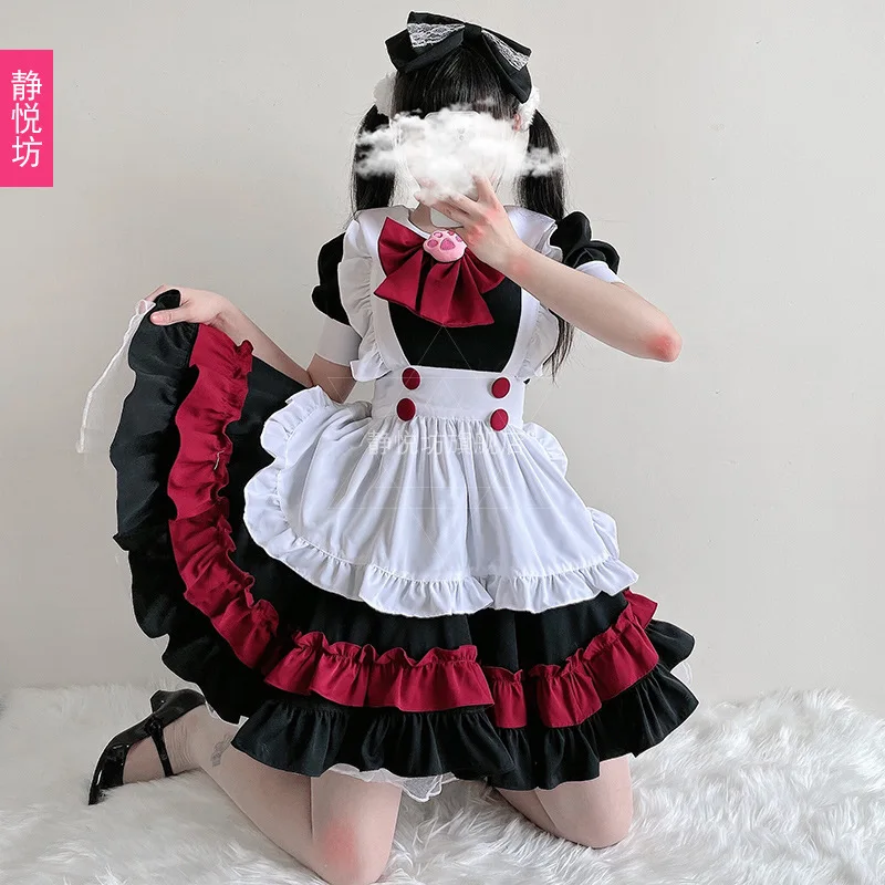 

Halloween Maid Costume Gothic Style Dark Black Red College Style Lolita Devil Lolita Female Witch Dress dresses women