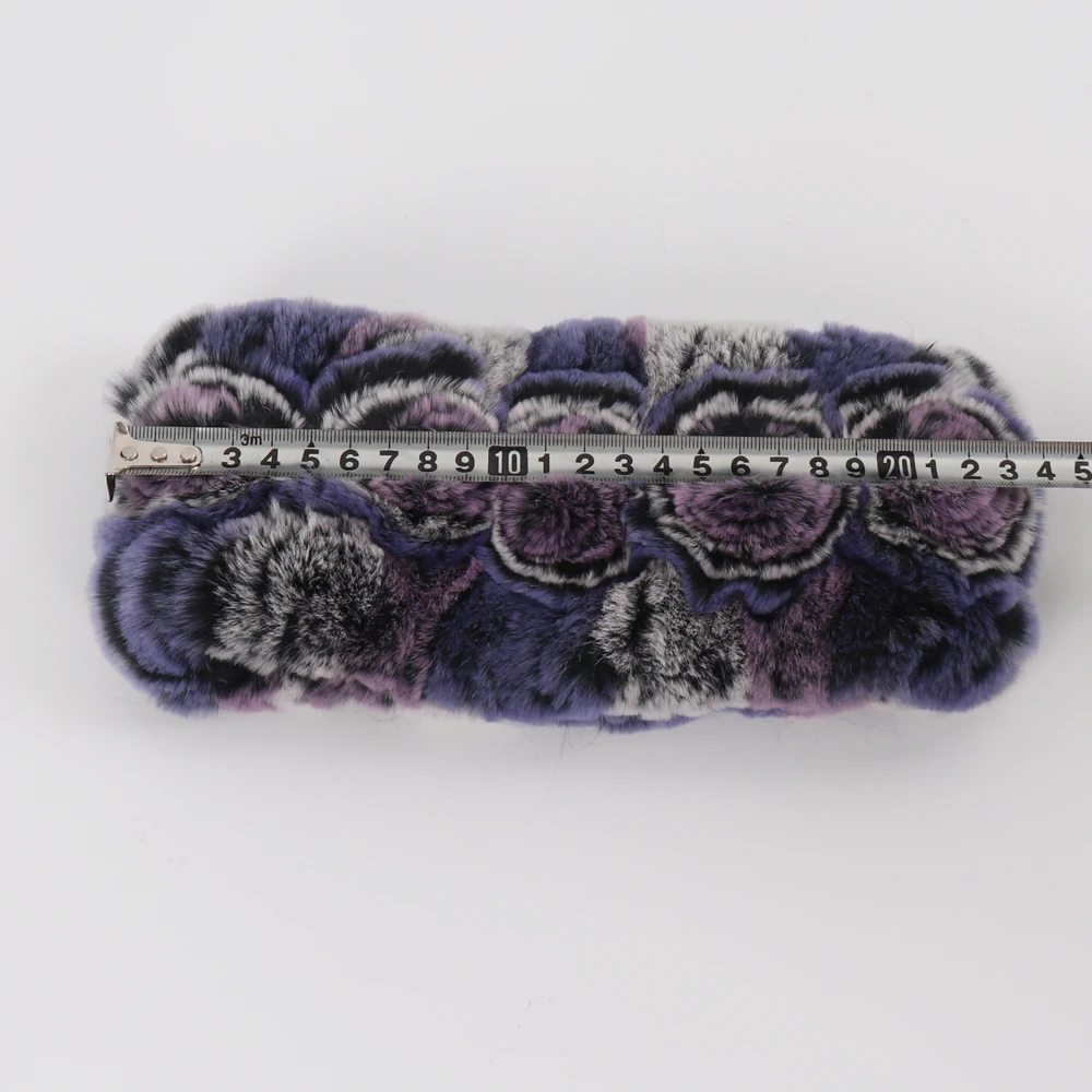 Damen Elastischer Blumen-Schal aus echtem Rex-Kaninchenfell, Natürlich Warmer Rex-Kaninchenfell-Stirnband, Damen Winter Echt-Rex-Kaninchenfell-Schals – Detail 2